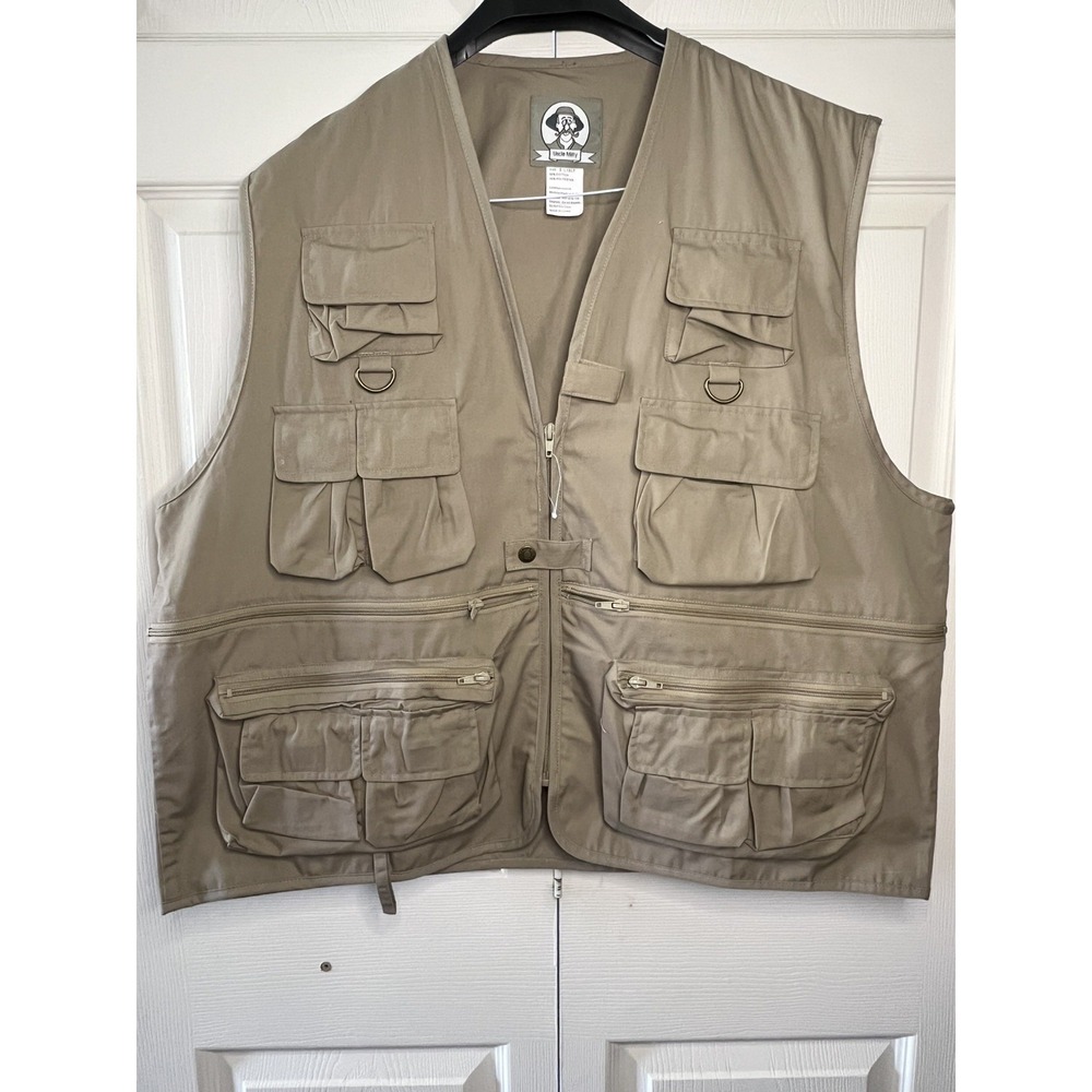 Uncle Milty Vest Men's XL Khaki Tan Photography Fishing Utility Pockets Safari